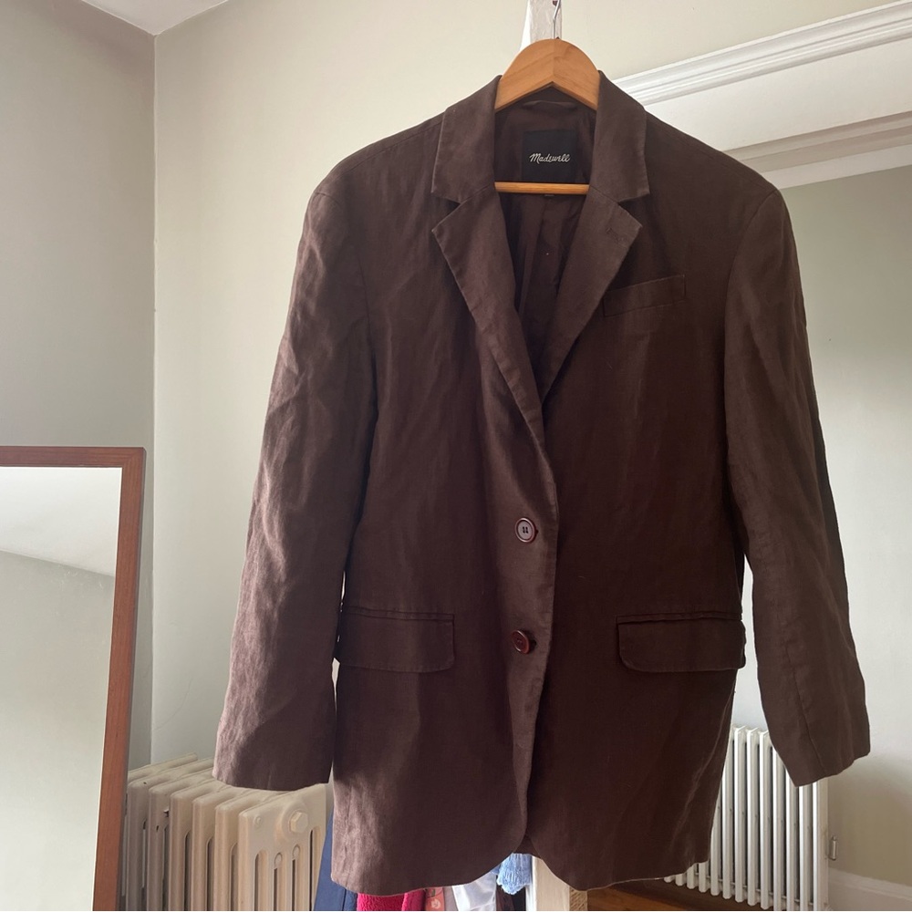 Madewell brown linen blazer
